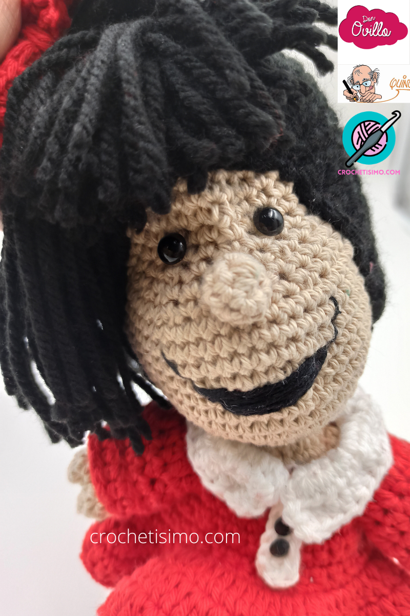 Mafalda - amigurumi Mafalda tejido con hilo de algodón relleno con