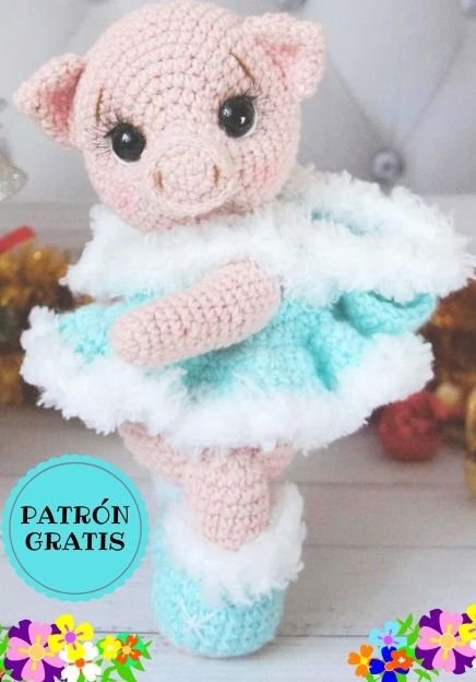 PATRÓN GRATIS Cerdita Baila Amigurumi paso a paso en español