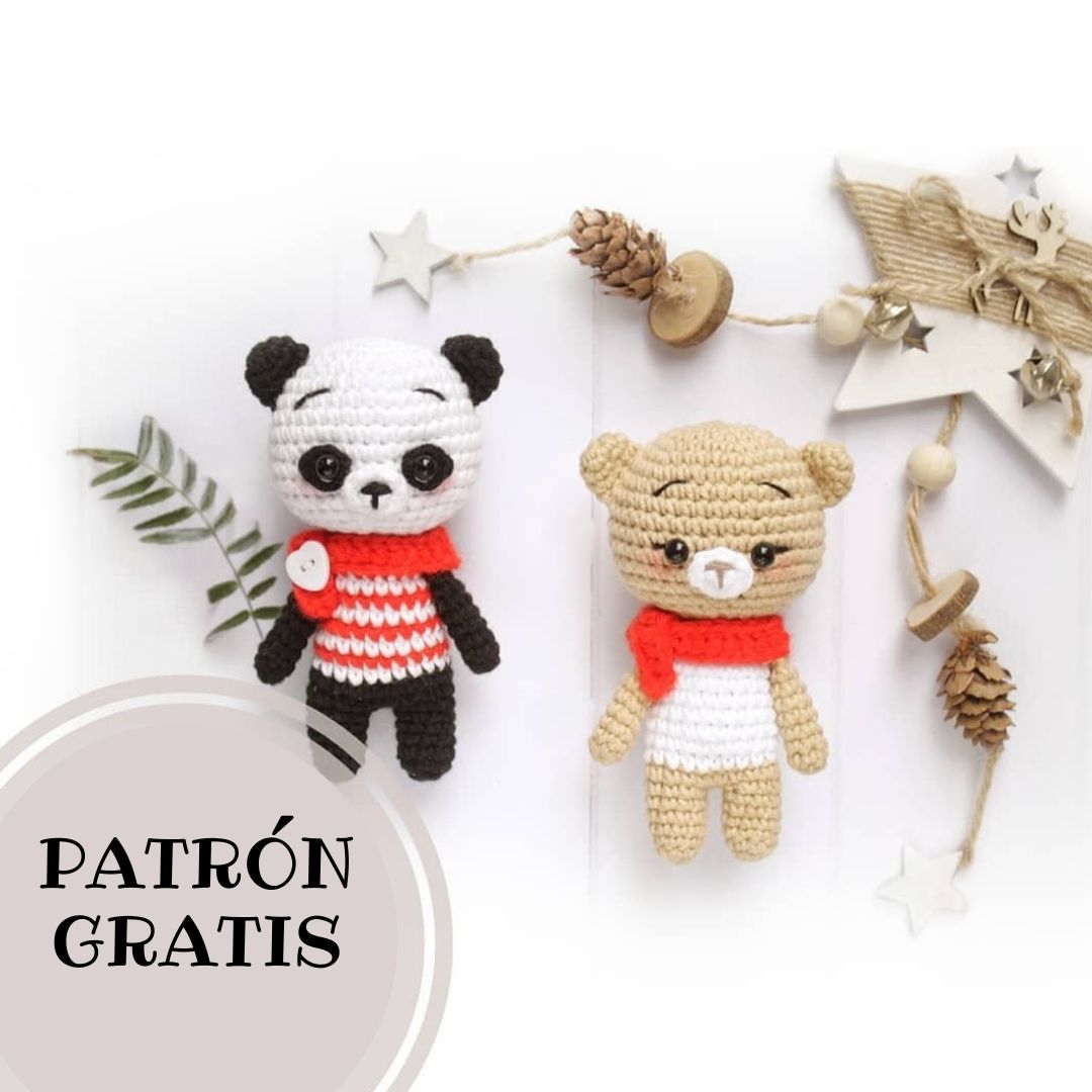 PATRÓN GRATIS Oso de peluche y panda Llaveros Amigurumi