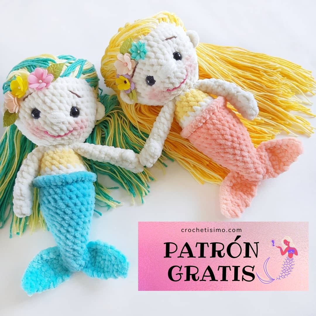 PATRÓN GRATIS Lindas Sirenitas Amigurumi paso a paso