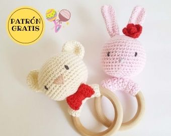 PATRÓN GRATIS Sonajeros Conejita y León Amigurumi paso a paso