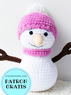 PATRÓN GRATIS Muñeco de Nieve Amigurumi paso a paso
