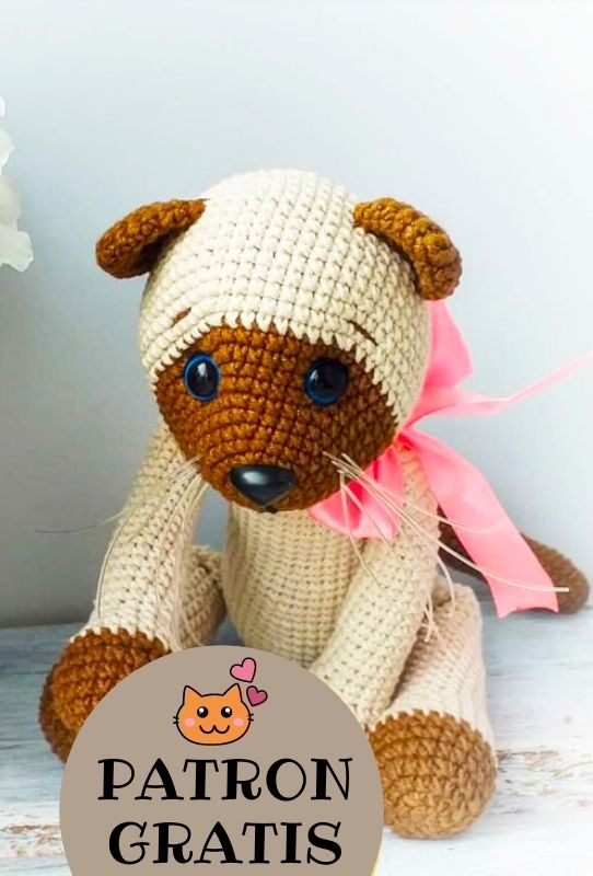 PATRÓN GRATIS Gato blanco Amigurumi paso a paso