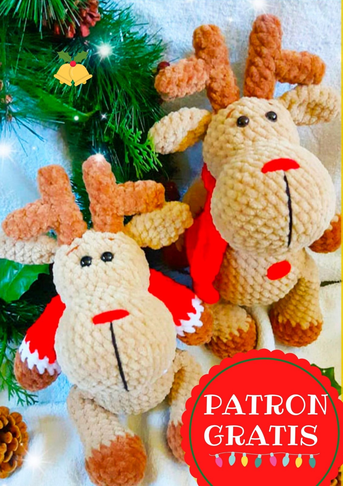 PATRÓN GRATIS Renos Navideños Amigurumi paso a paso