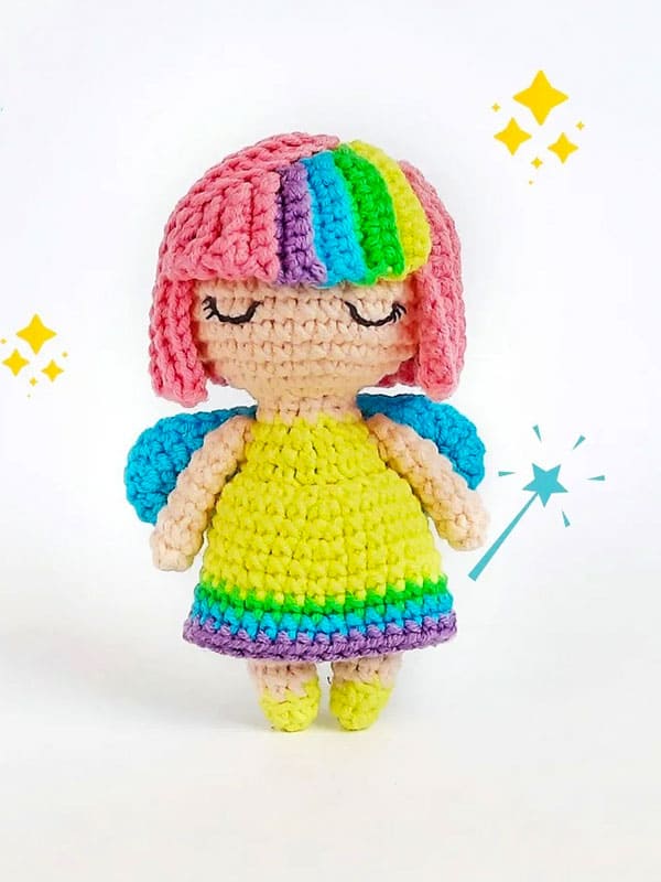 PATRÓN GRATIS Hada Arcoiris Muñeca Amigurumi paso a paso