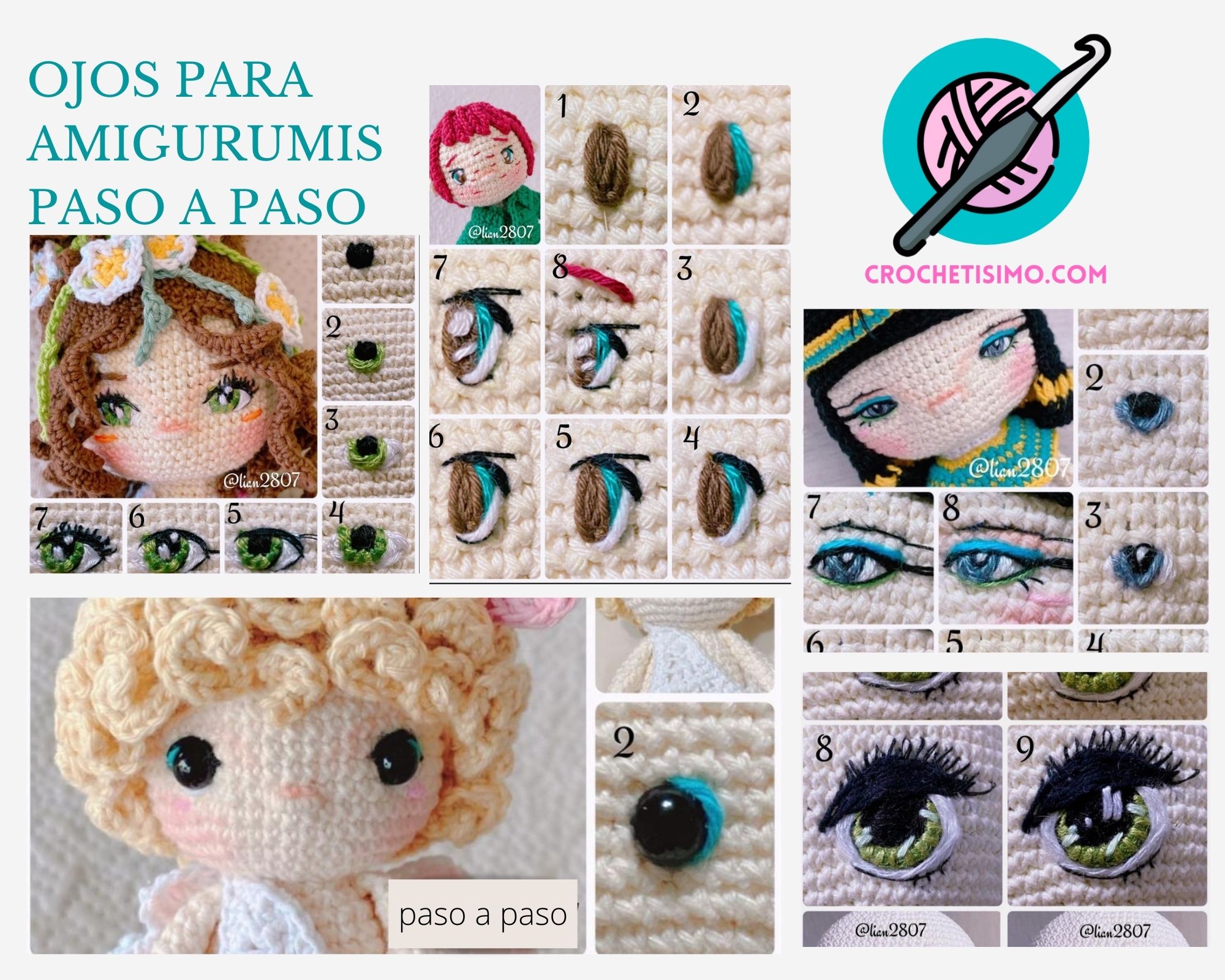 COMO HACER Ojos Amigurumi paso a paso