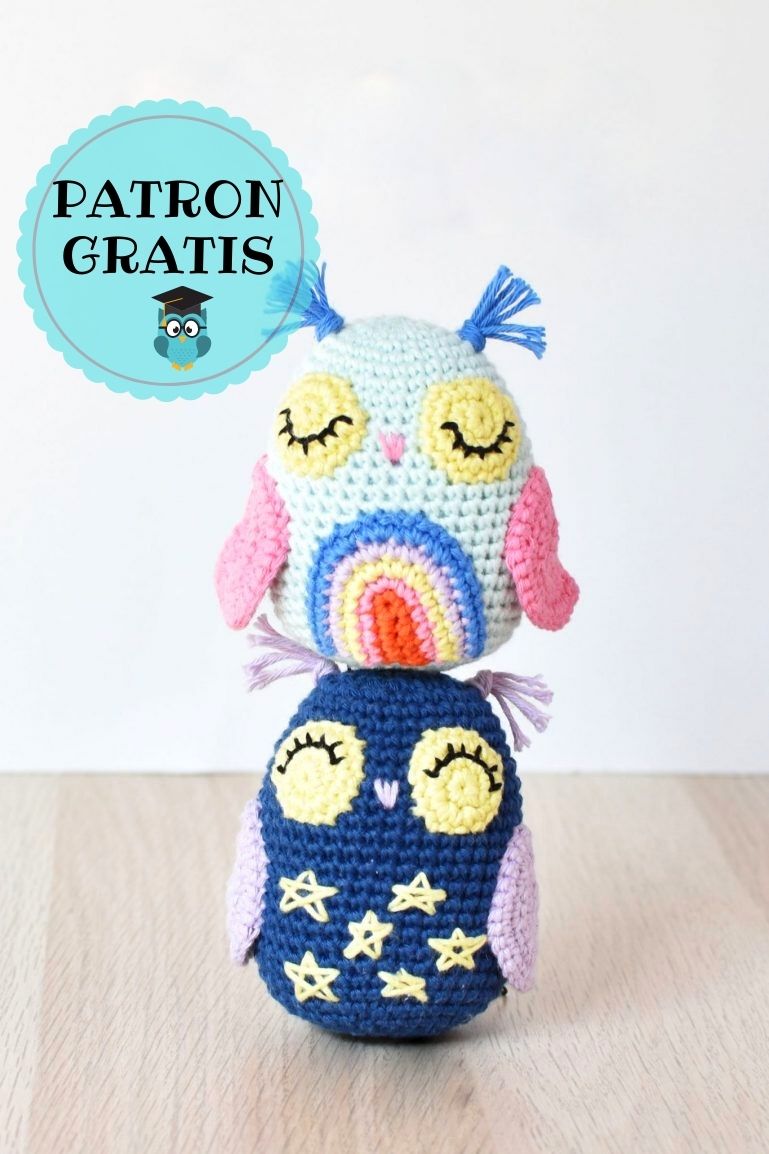 PATRÓN GRATIS Hermosos Búhos Dormilón y Alegre Amigurumi