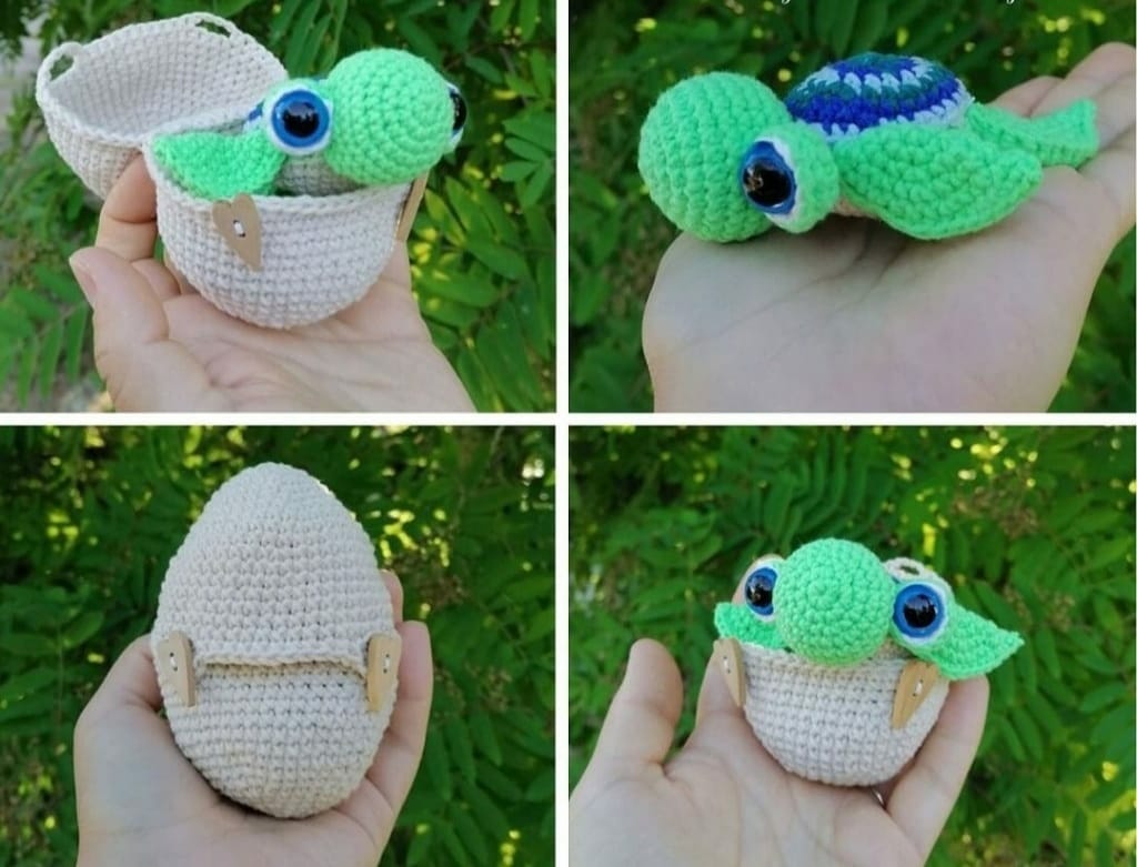 PATRON GRATIS Bebe Tortuga (con el huevo) Amigurumi