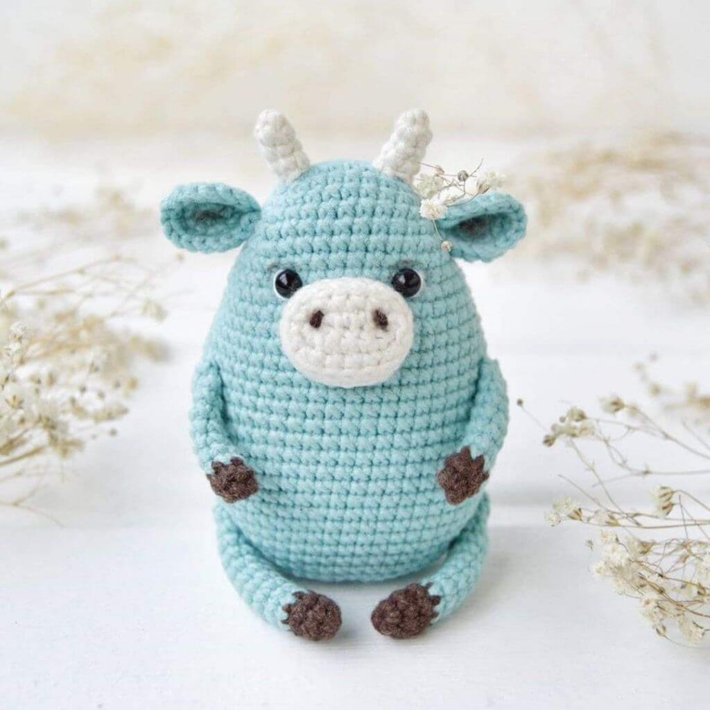 PATRÓN GRATIS Toro blue Amigurumi paso a paso