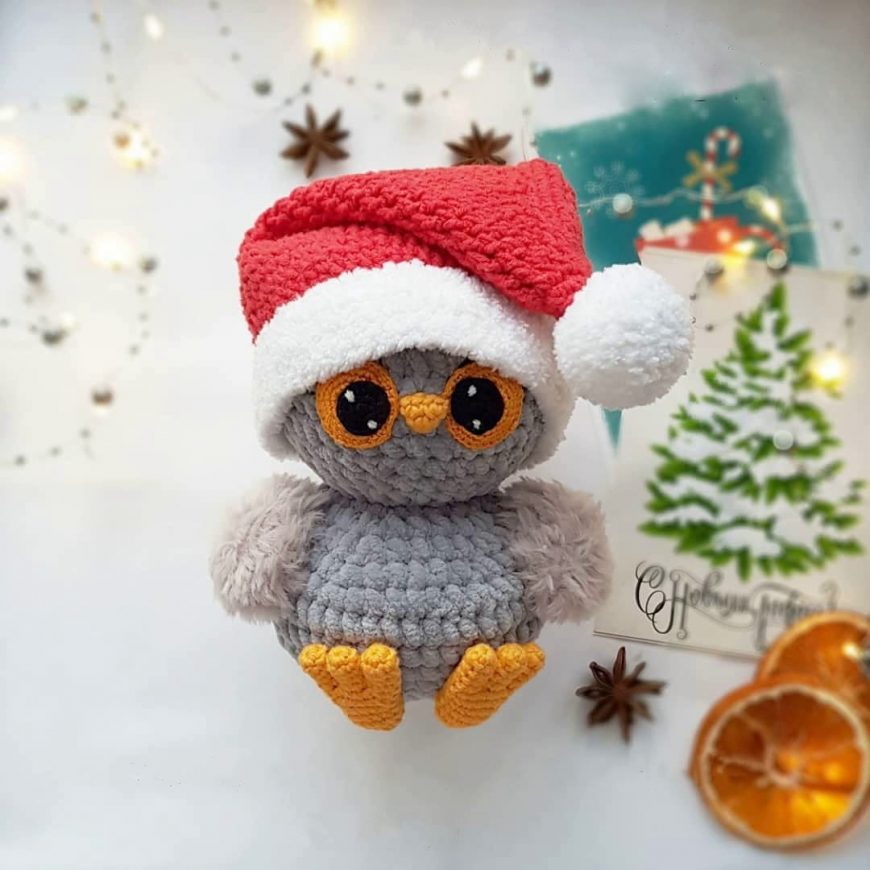 PATRON GRATIS Búho Navideño Amigurumi paso a paso