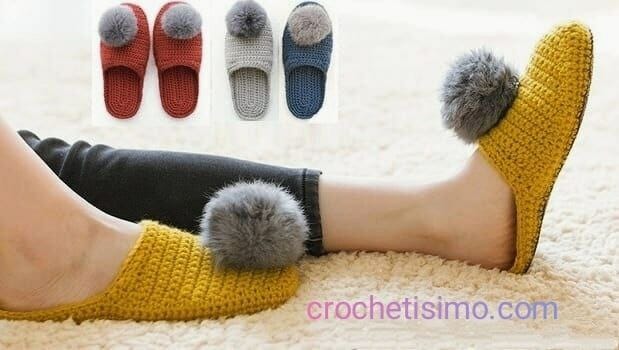 Zapatos Pantuflas a Crochet tamaño adulto Punto trenzas gruesas
