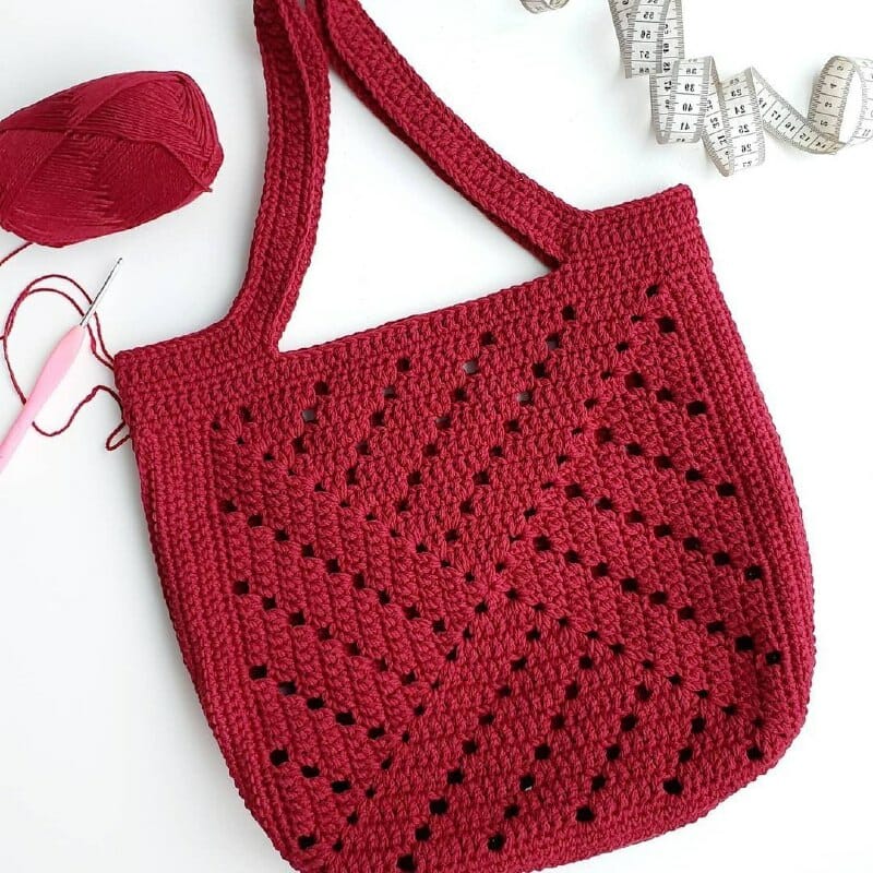 Bolsa Casual con Motivo Cuadrado en Crochet (Muy fácil) - Crochetisimo