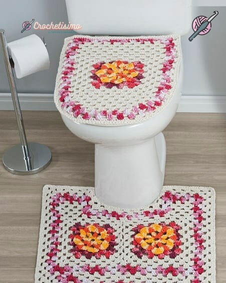 PATRÓN GRATIS Juego de Alfombra de Baño en Crochet - Crochetisimo