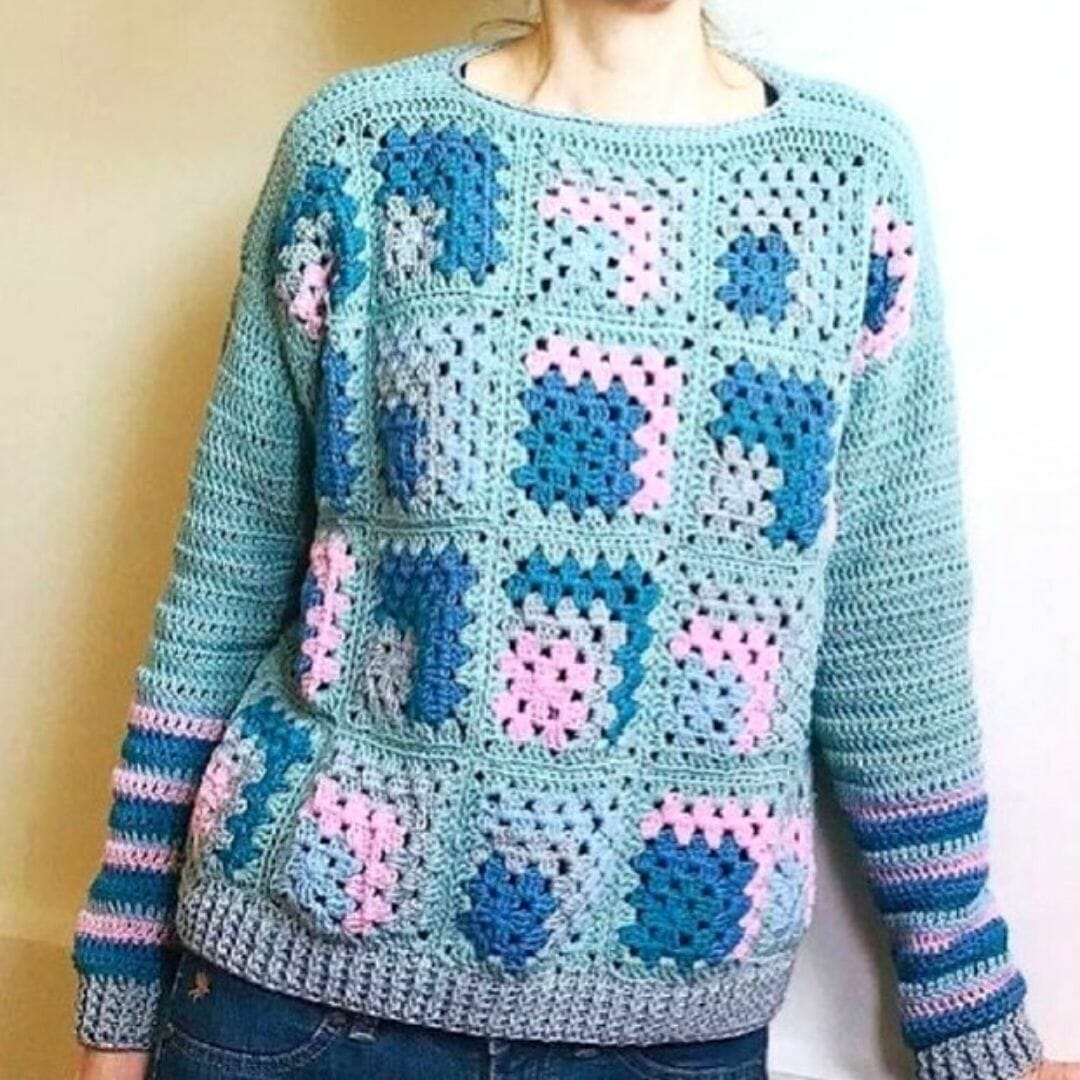 PATRÓN GRATIS Suéter de Grannys a Crochet Fácil