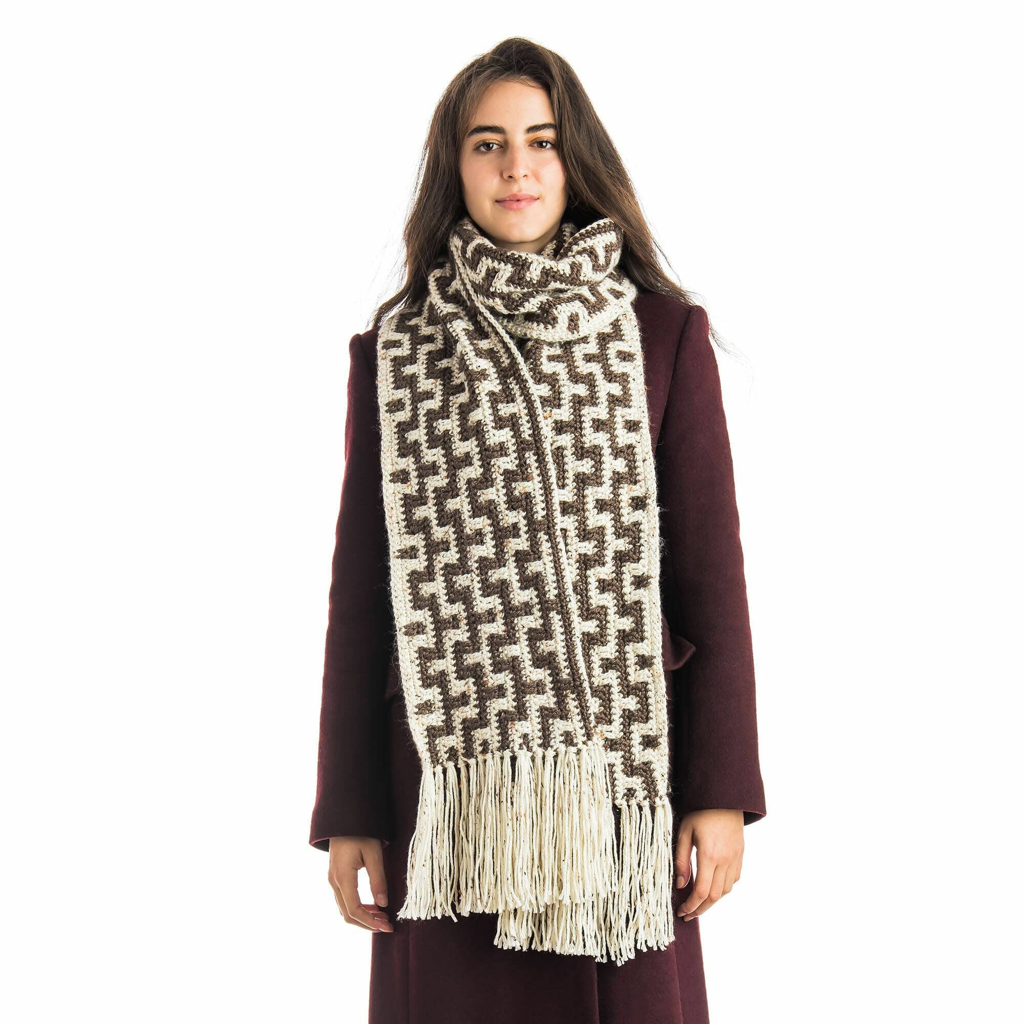 PATRÓN GRATIS Bufanda en Punto Mosaico a Crochet