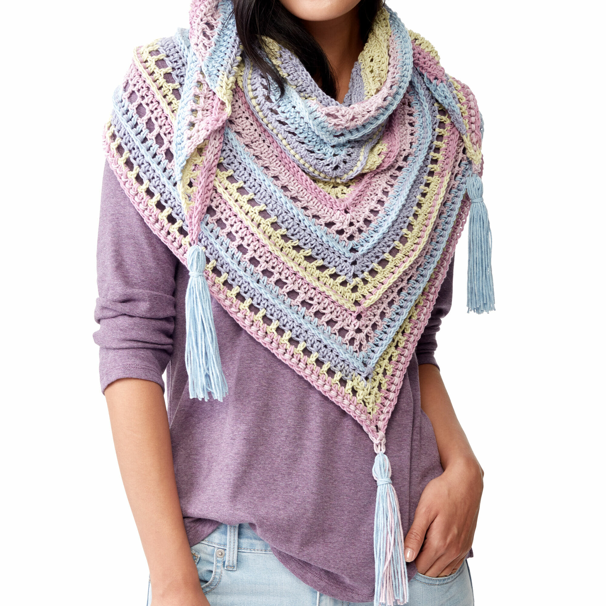 PATRÓN GRATIS Chal en Colores Pasteles a Crochet