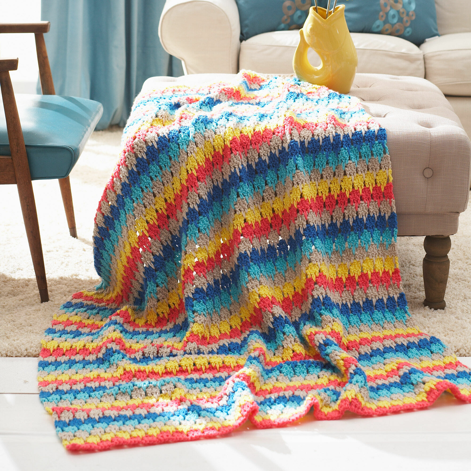 PATRÓN GRATIS Manta Lluvia Tricolor en Crochet