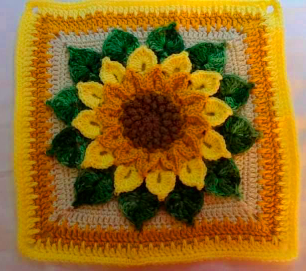 PATRÓN GRATIS Manta en Crochet Flores de Girasol - Crochetisimo