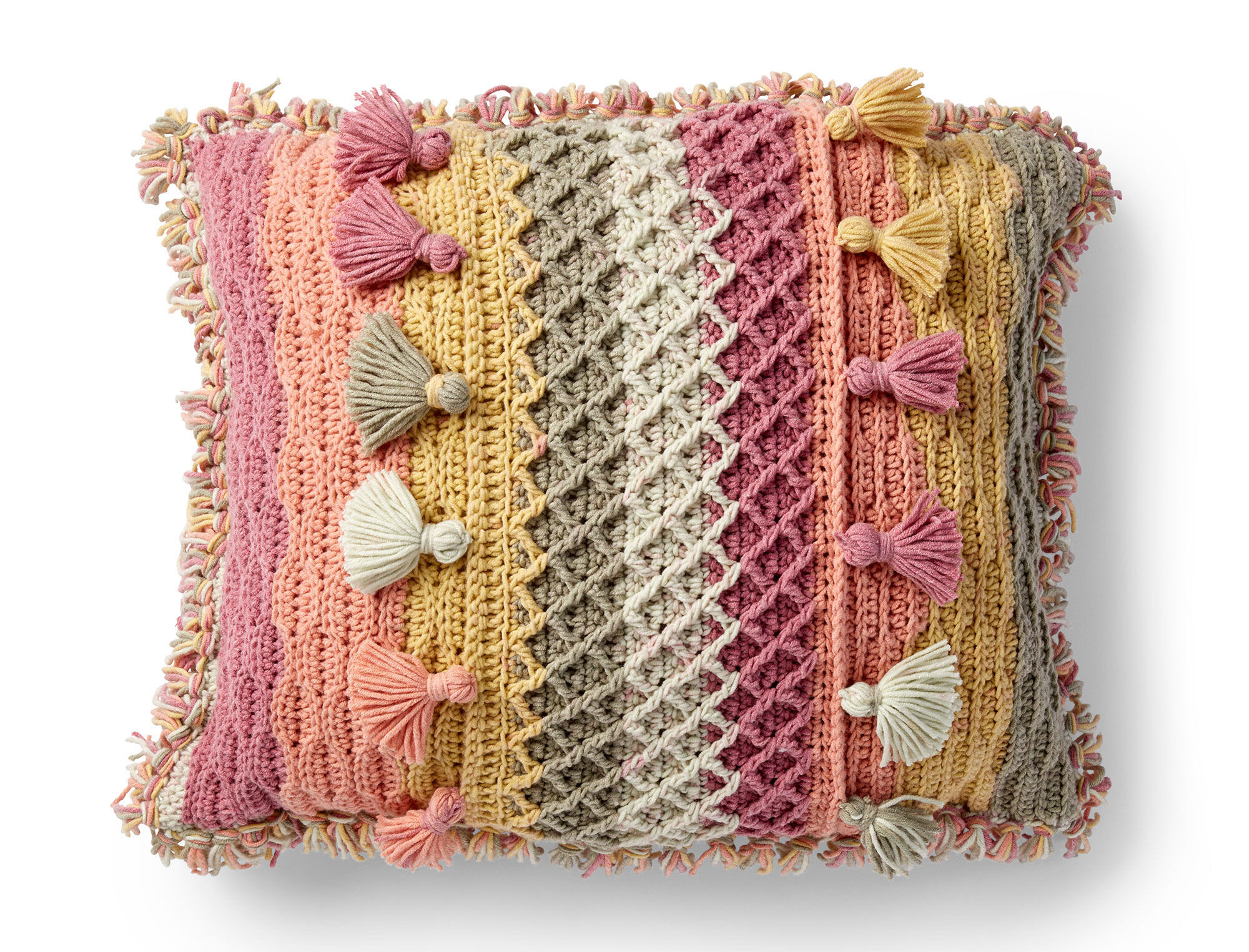 PATRÓN GRATIS Almohadón Indio con Borlas de Colores