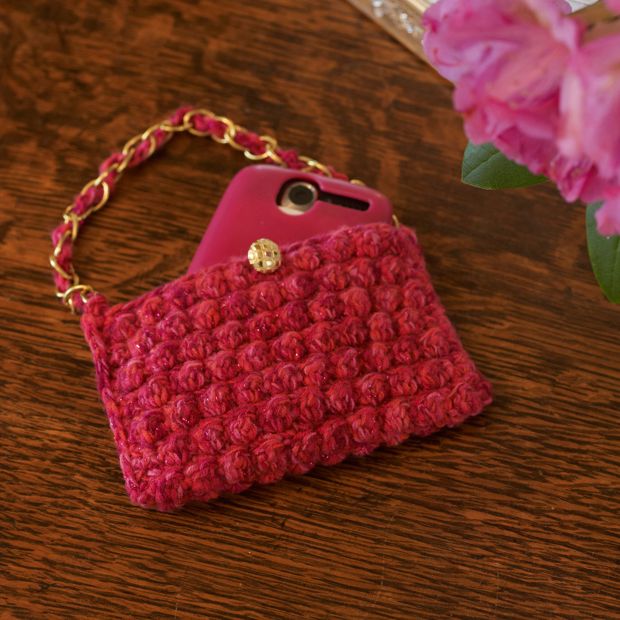 Bolsa para Móvil en Punto Popcorn a Crochet PATRÓN GRATIS