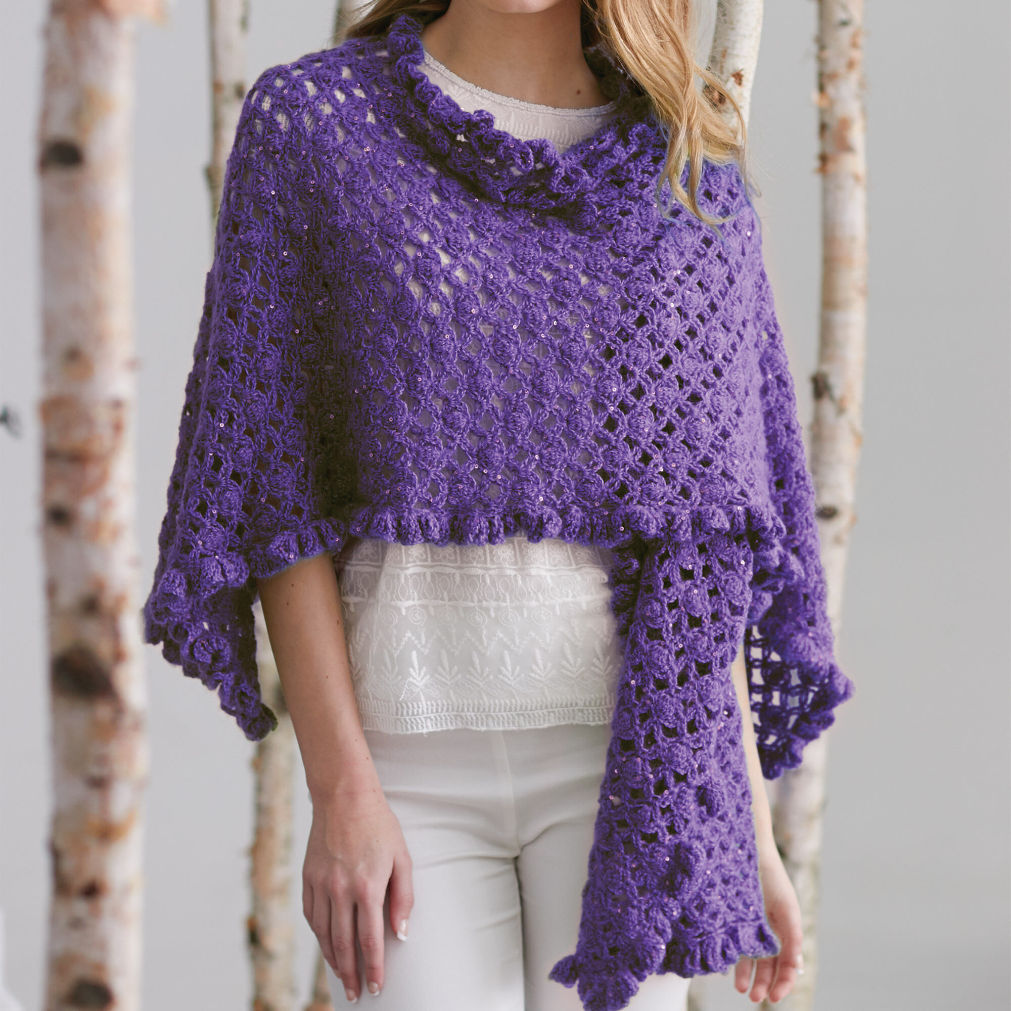 PATRÓN GRATIS Chal de Estilo Glam Punto Fantasía a Crochet