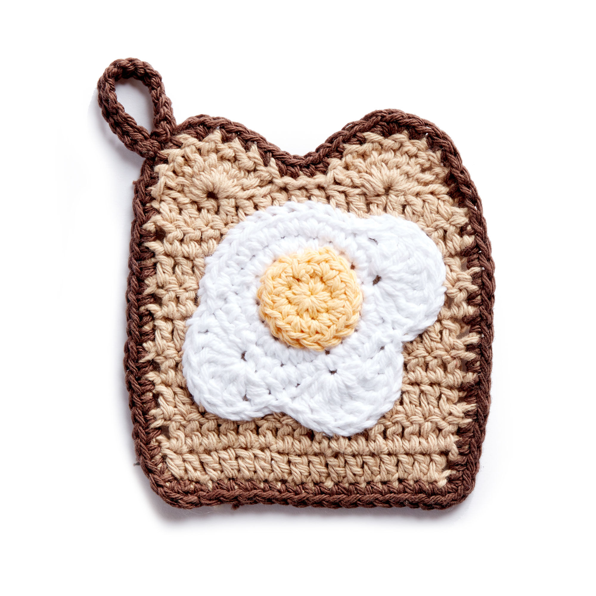 🍳 Paño de Tostada con Huevo a Crochet PATRÓN GRATIS