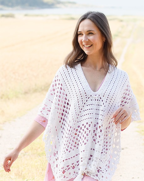 PATRÓN GRATIS Fresco Poncho para Primavera a Crochet