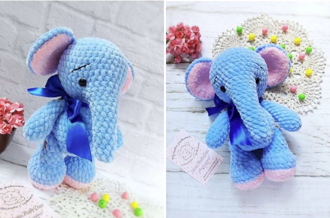 Elefante de terciopelo de felpa Amigurumi Patrón de ganchillo PDF gratis