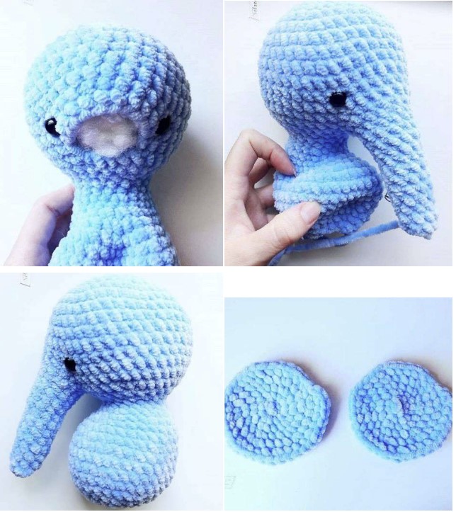 Elefante de terciopelo de felpa Amigurumi Patrón de ganchillo PDF gratis