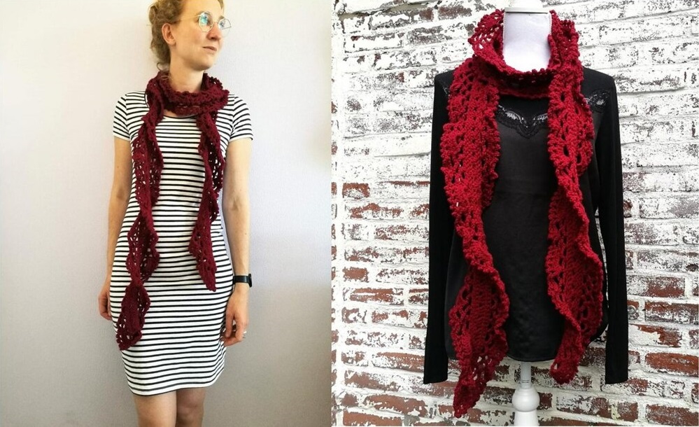 PATRÓN GRATIS Bufanda de Doble Volante a Crochet