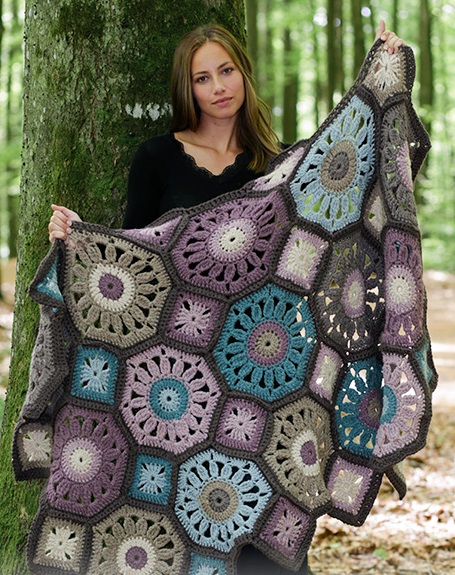 PATRÓN GRATIS Manta Flores del Bosque a Crochet