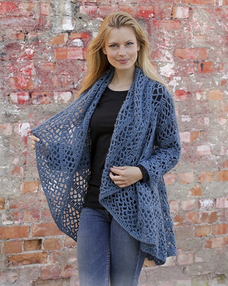 PATRÓN GRATIS Poncho Cielo Azul en Crochet