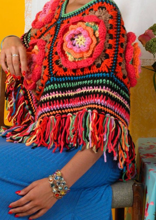 PATRÓN GRATIS Poncho Frida Kahlo en Crochet