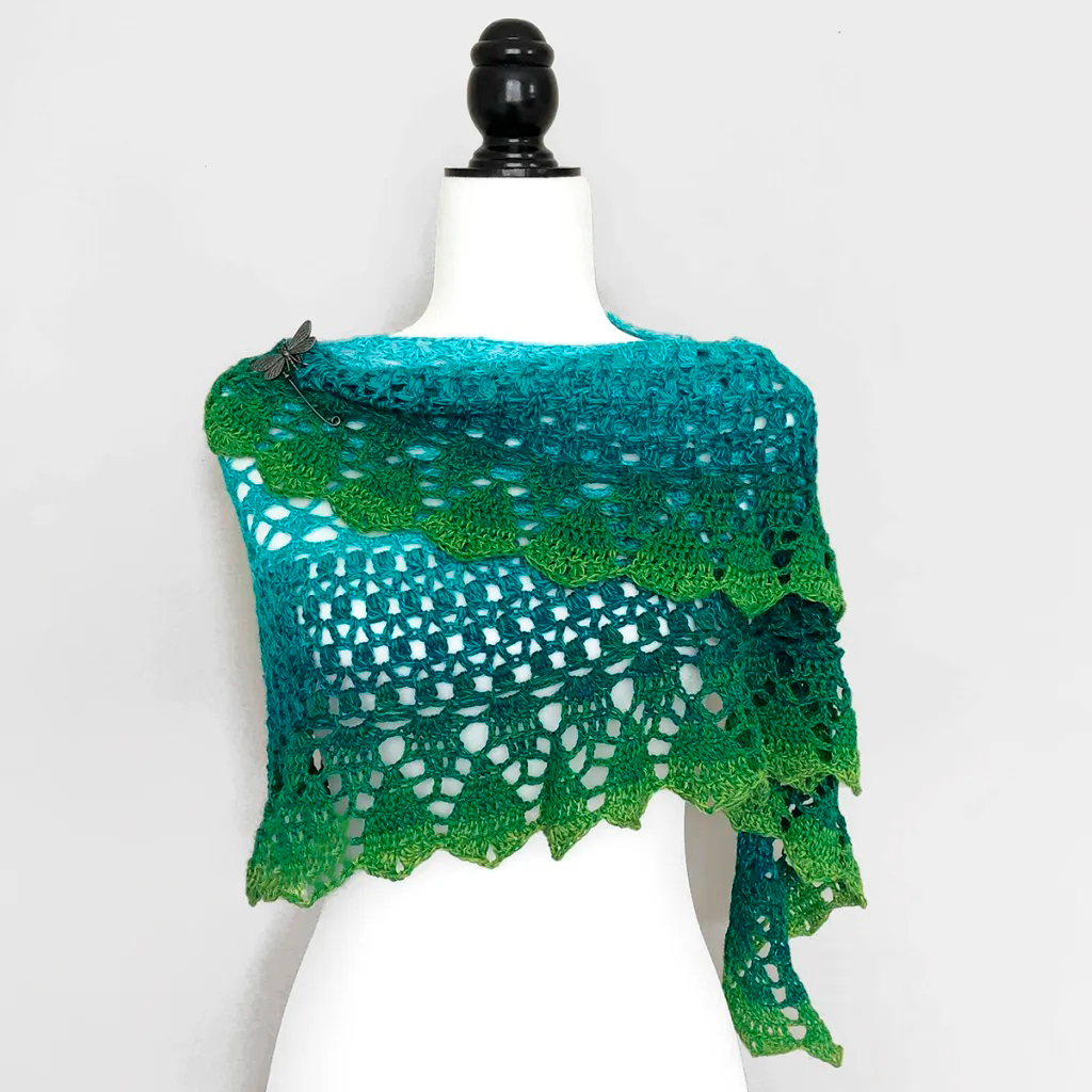 Precioso Chal Esmeralda Marina a Crochet Patron Gratis