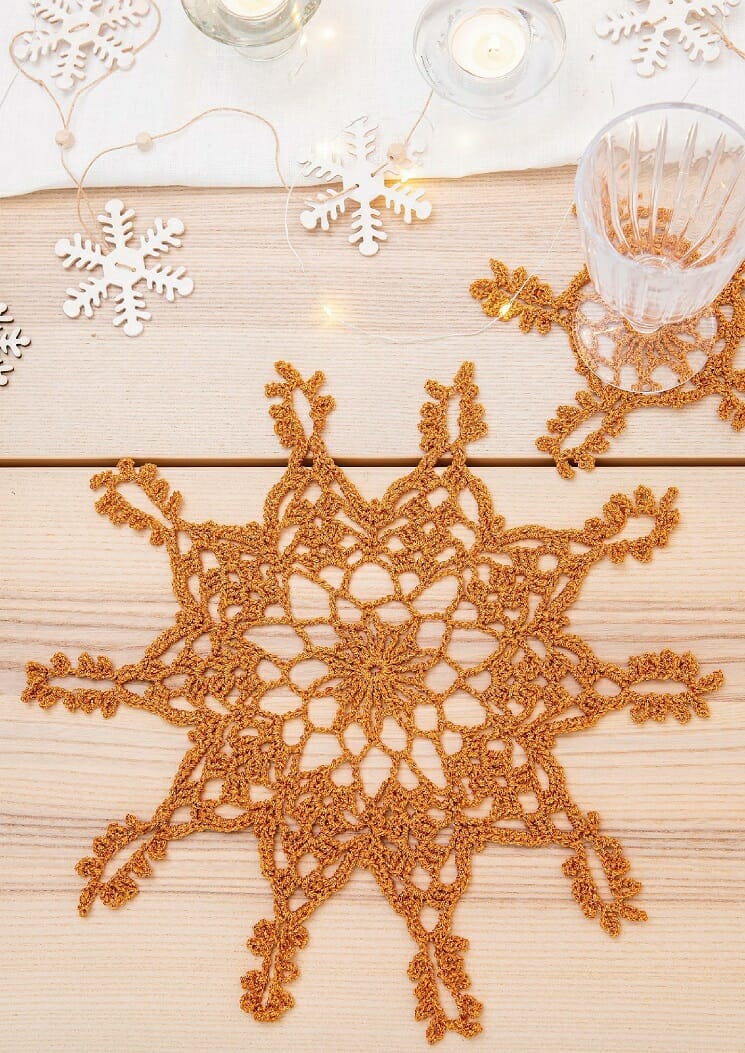 PATRÓN GRATIS Individual y Posa-vasos Polvo de Estrella a Crochet