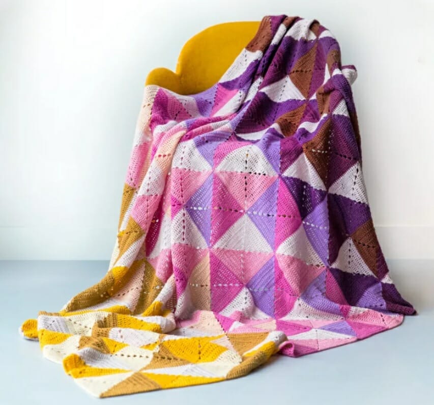 PATRÓN GRATIS Divertida Manta Estilo Origami en Crochet