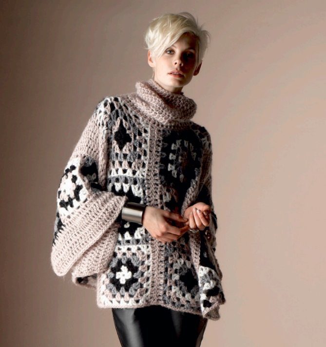 PATRÓN GRATIS Acogedor Poncho de Estilo Boho a Crochet