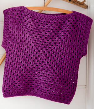 PATRÓN GRATIS Top Violeta para Niña con Cuadro de la Abuela a Crochet