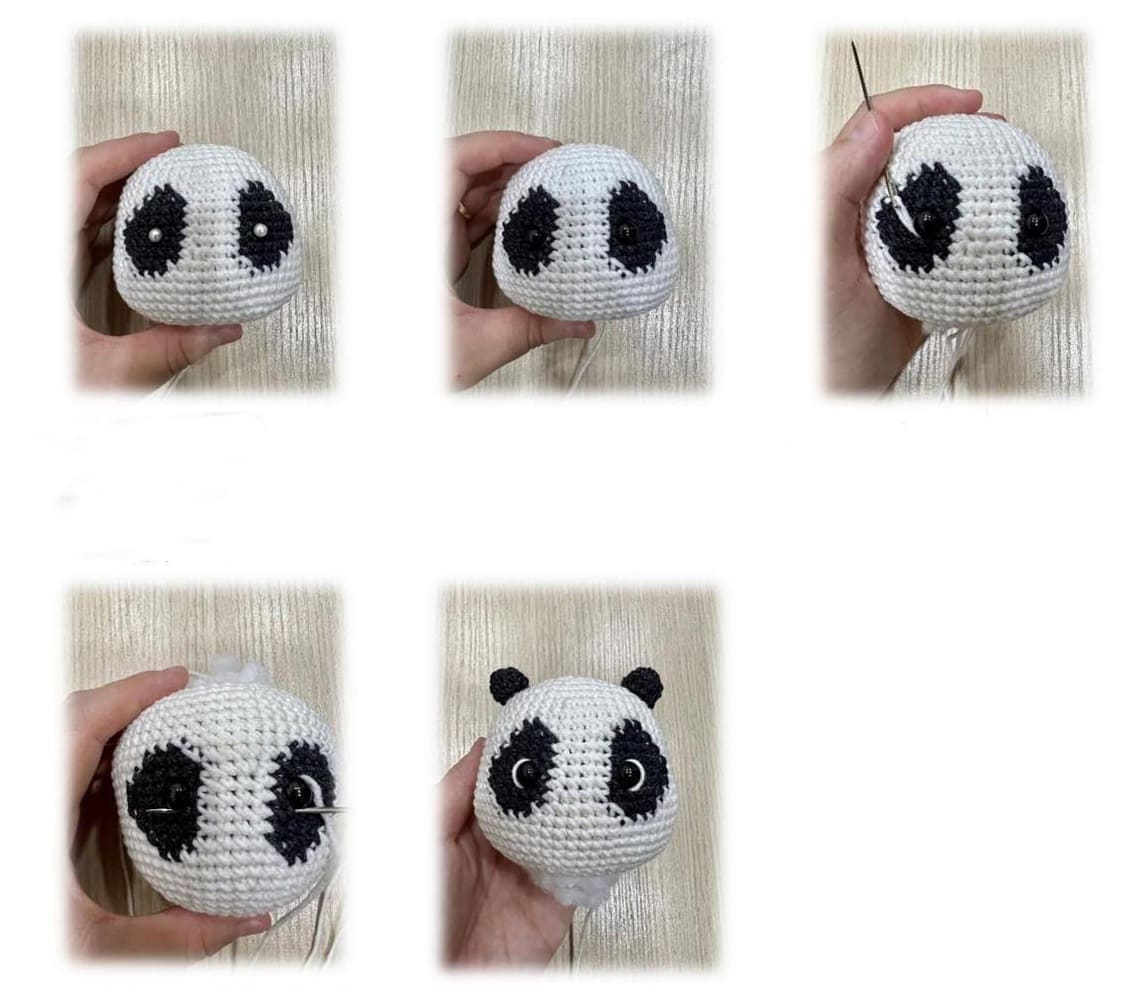 Amigurumi Lindo Panda PDF Patron Gratis Cabeza