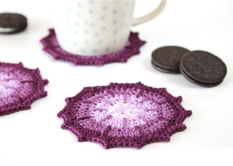 PATRÓN GRATIS Posa-vasos de Ombré en Crochet