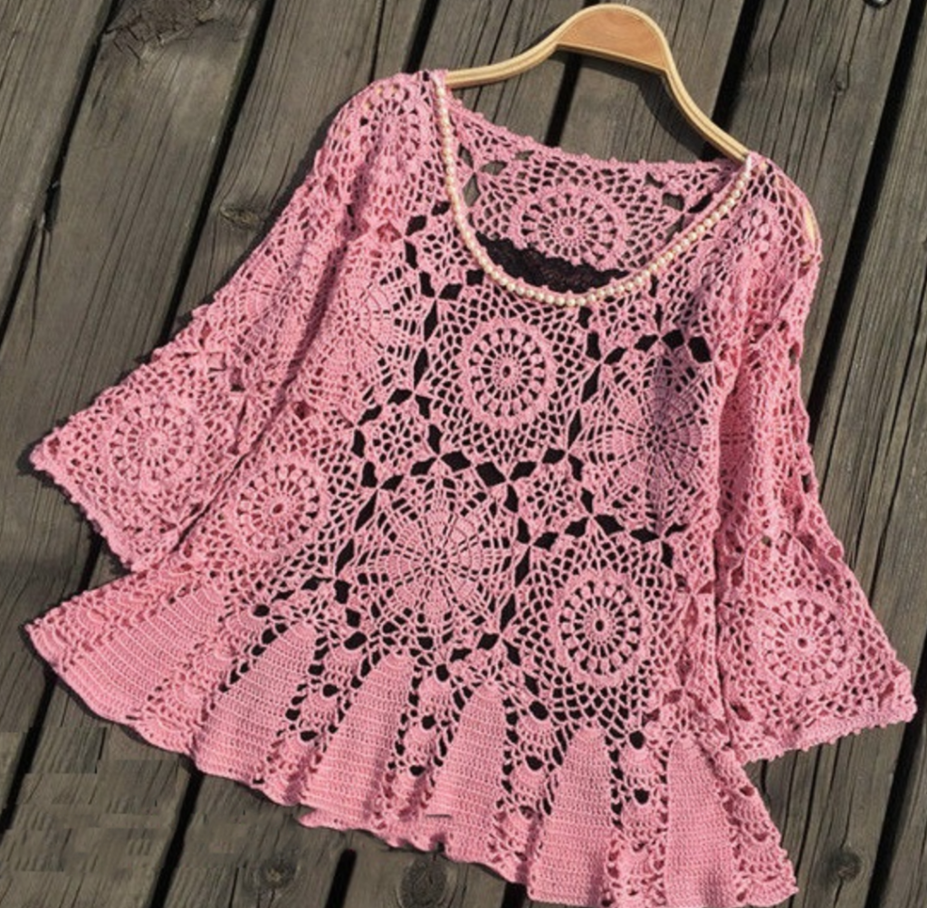 Blusa calada con cheap flores a crochet