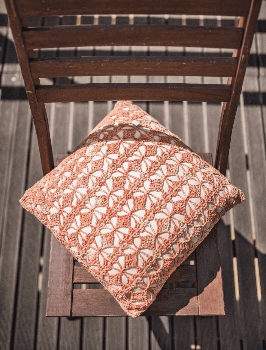 PATRÓN GRATIS Cojín de Damasco Naranja en Crochet