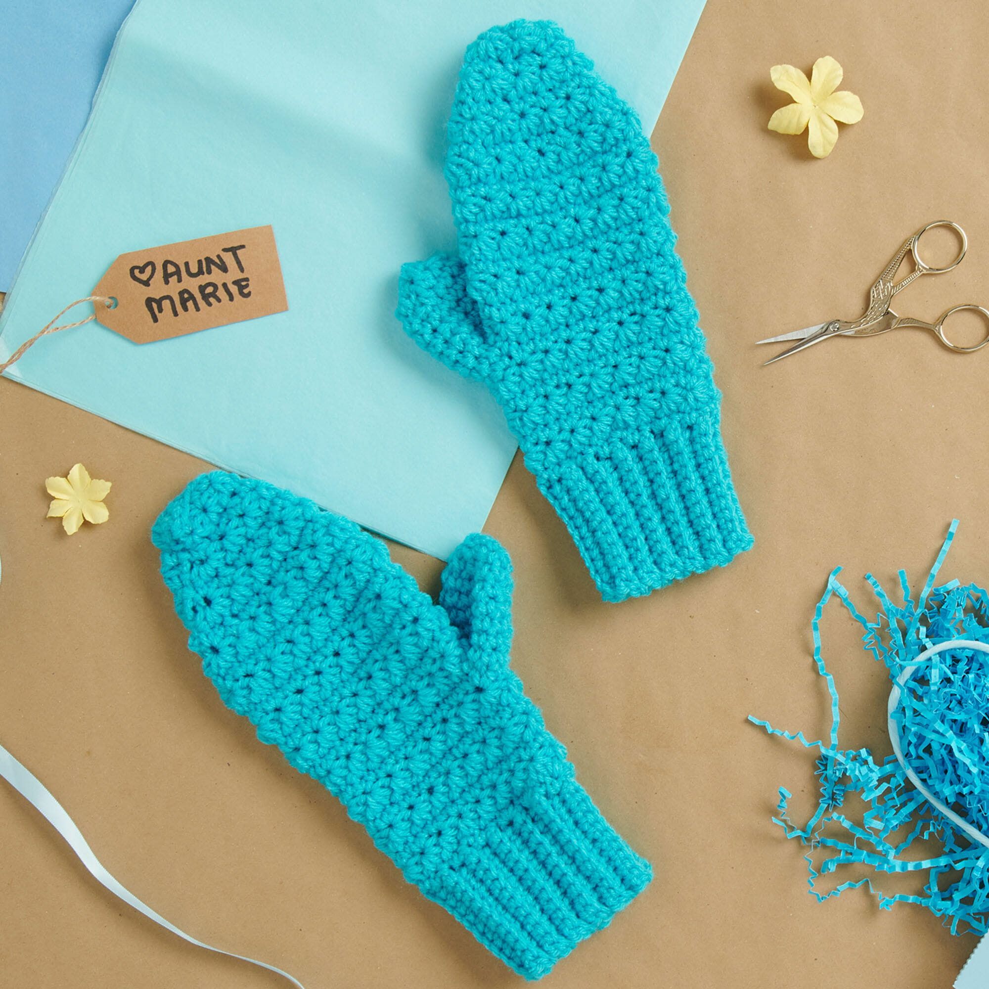 PATRÓN GRATIS Mitones Cielo Azul en Crochet