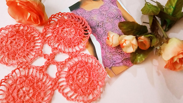 PATRÓN GRATIS Motivo Flor del Amor para Confeccionar Blusas en Crochet