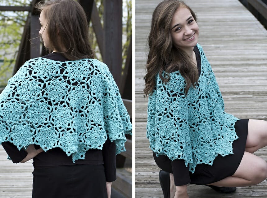 PATRÓN GRATIS Poncho con Motivos en Crochet