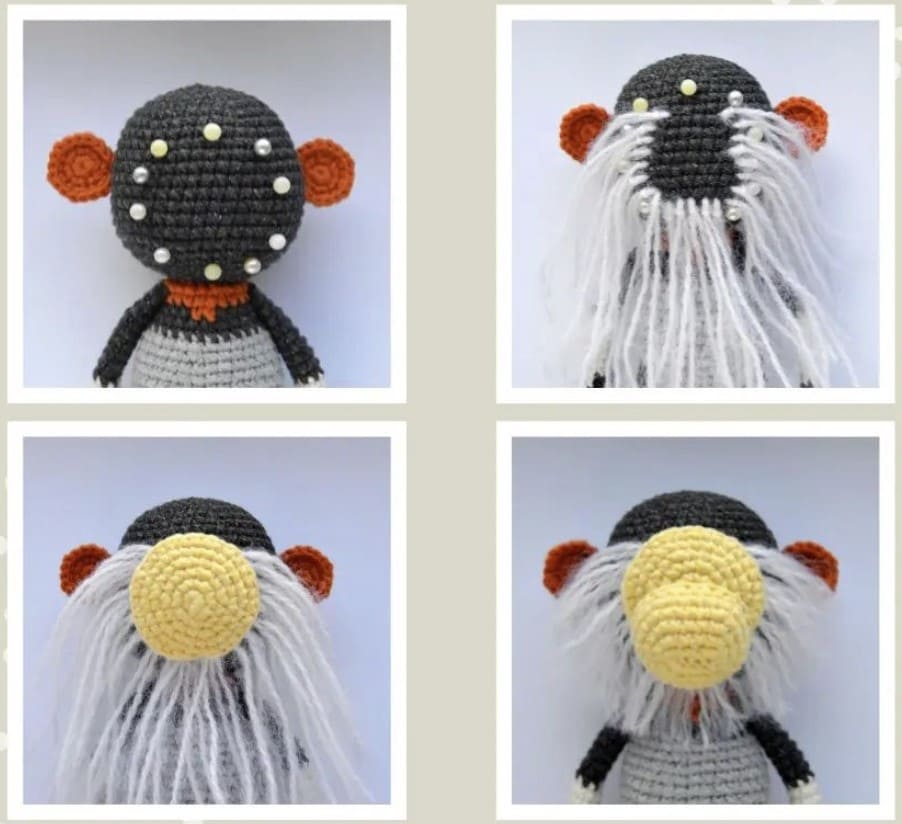 Amigurumi Mono Dauc Langur PDF Patrón Gratis Paso a Paso