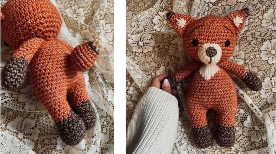 Crochet Fiona the Fox Amigurumi Patrón libre montaje de zorro