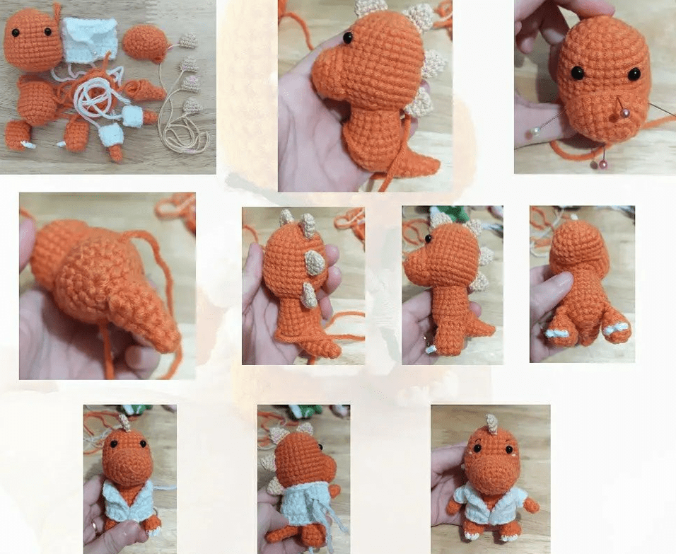 Dino Doctor Dru PDF Amigurumi Patrón Gratis