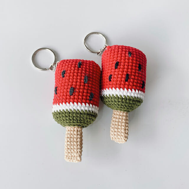 PATRÓN GRATIS Helado de Sandía Amigurumi en Crochet