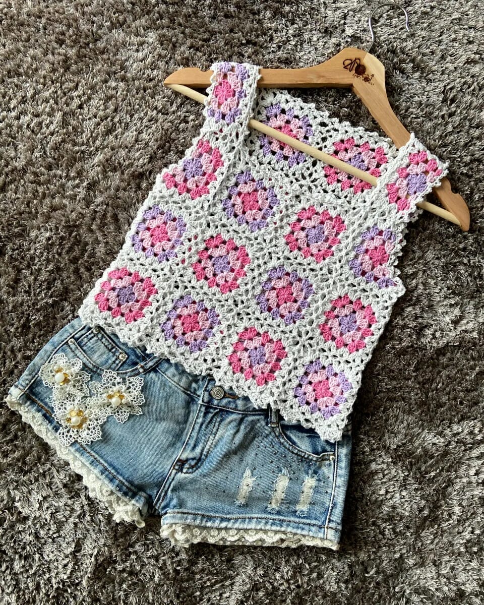 PATRÓN GRATIS Top Cuadrados de Verano en Crochet